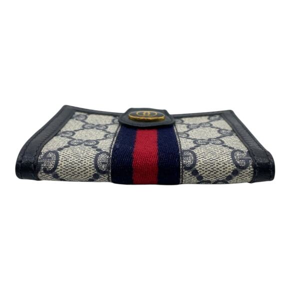 GUCCI Vintage Interlocking G GG Supreme PVC Leather Navy Bi-fold Wallet Boxed - Picture 14 of 15
